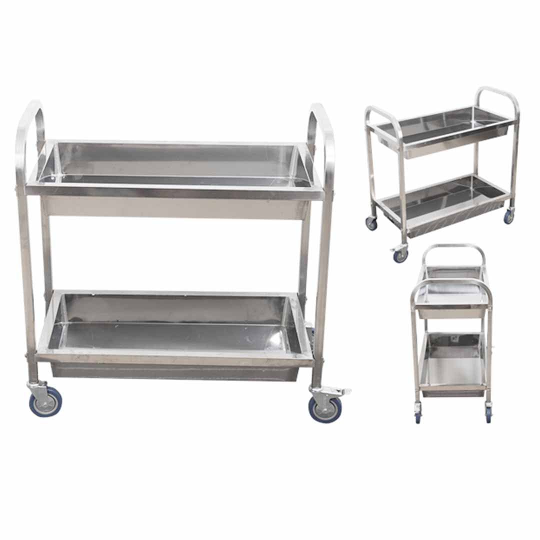 Stainless Steel Kitchen Trolley in Large - 2 Tier - Notbrand