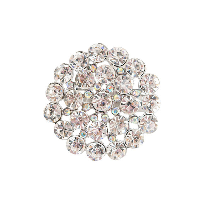 Set of 8 Diamante Flower Napkin Ring - Silver - Notbrand