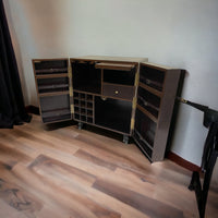 Benedict Bar Cabinet Cart Dark Leather - Notbrand