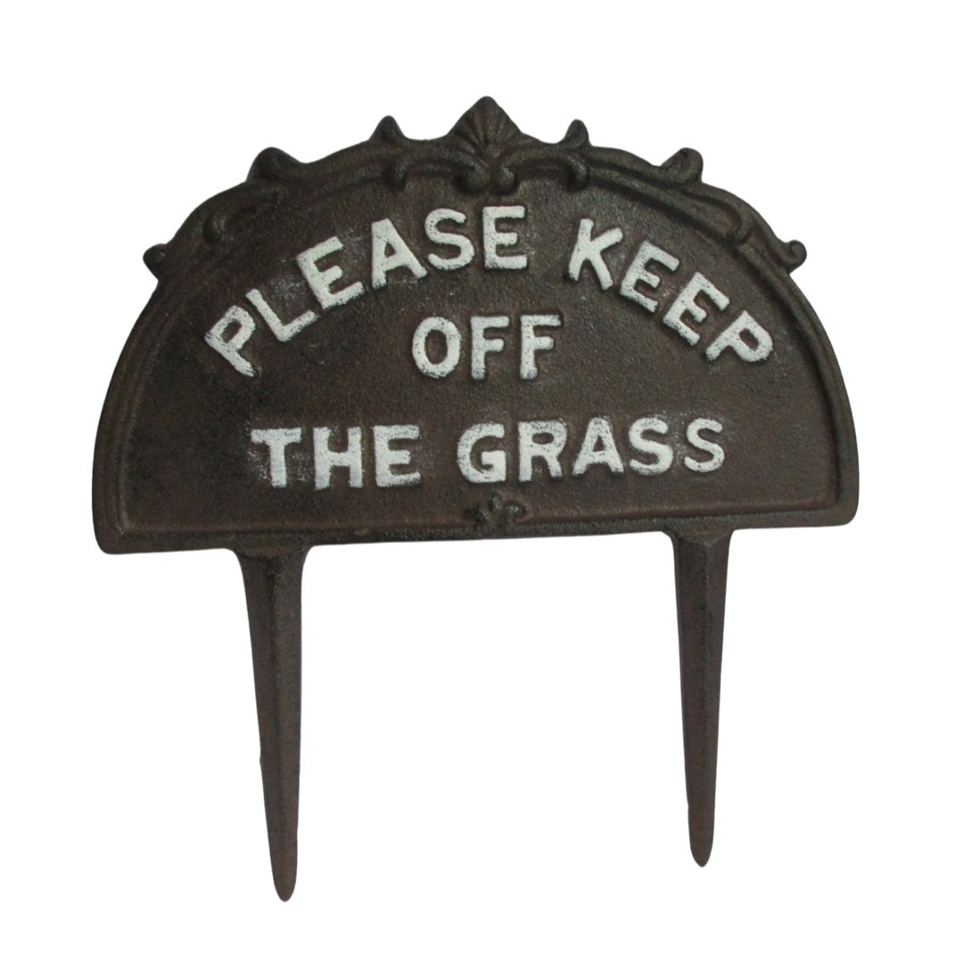 Keep Off the Grass Sign Board - Antique Rust - Notbrand