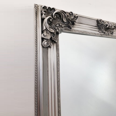 Deluxe French Provincial Ornate Floor Mirror - Antique Silver - Notbrand
