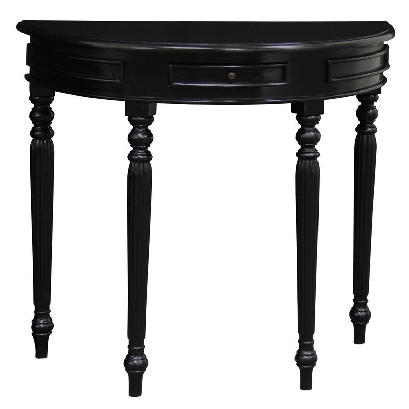 Turn Leg Sofa Table in Black - Half Round - Notbrand