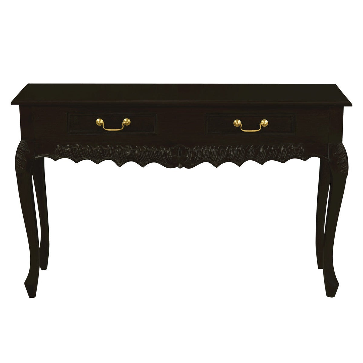 Seine Carved Sofa Table in Chocolate - 2 Drawer - Notbrand
