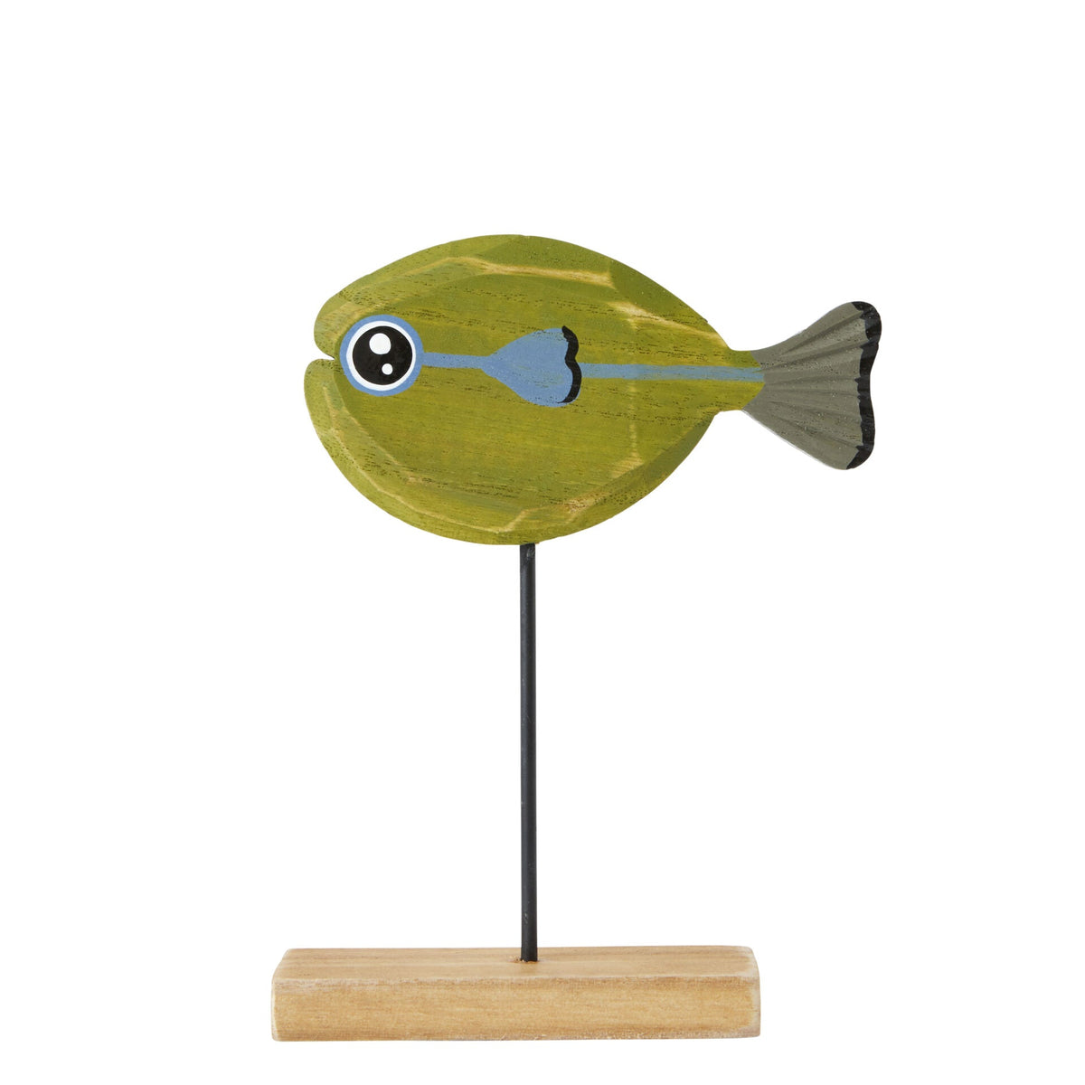 Mardie Fish Statue on Stand - Green - Notbrand