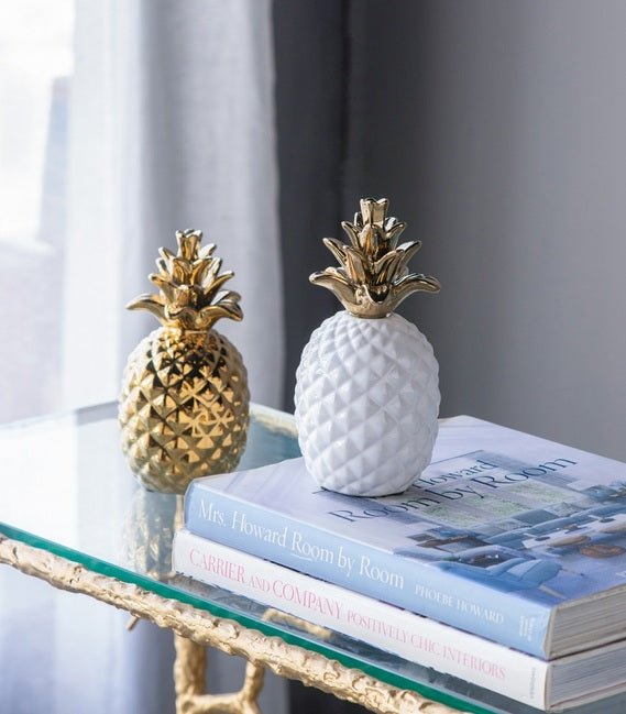 Pineapple Ceramic Ornament in Gold - Tall - Notbrand