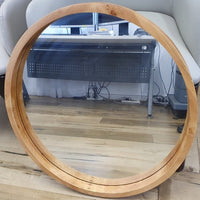 Meringa Fir Timber Frame Round Wall Mirror - Natural - Notbrand