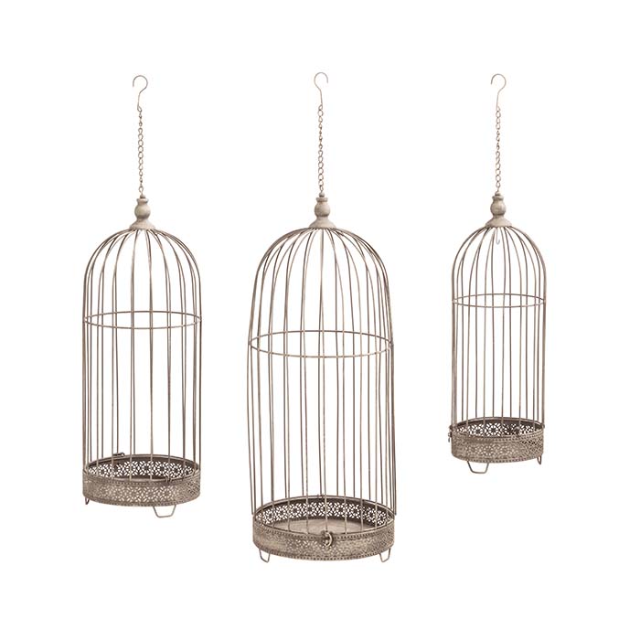 Birdcage Tall with Chain and Hook - Set of 3 - Notbrand