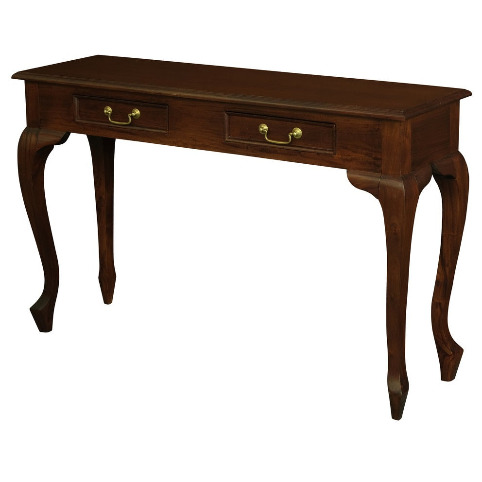 Queen Ann Console Table in Mahogany - 2 Drawer - Notbrand