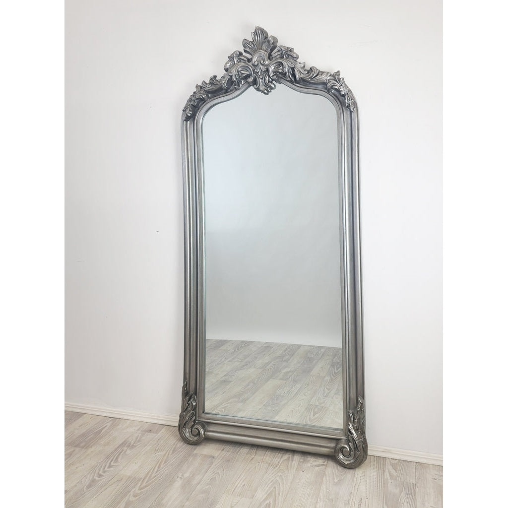 Lux Arch French Provincial Ornate Floor Mirror - Antique Silver - Notbrand