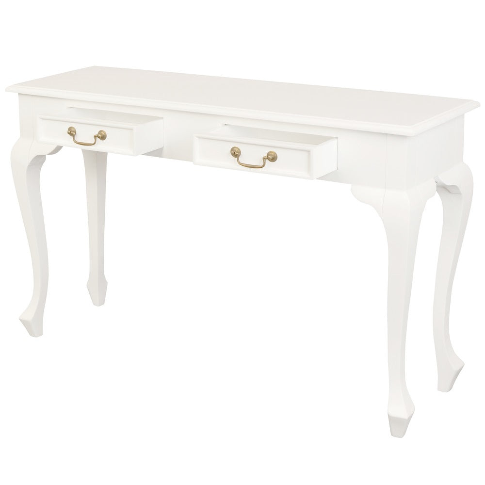 Queen Ann Console Table in White - 2 Drawer - Notbrand