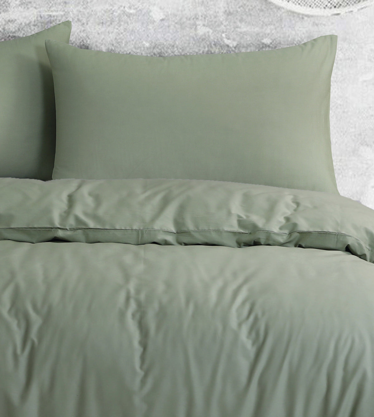 Royale Cotton Extra Standard Pillowcases Quilt Cover Set - Light Sage - Notbrand