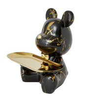 Bear Brick Statue with Tray - Black & Gold - Notbrand