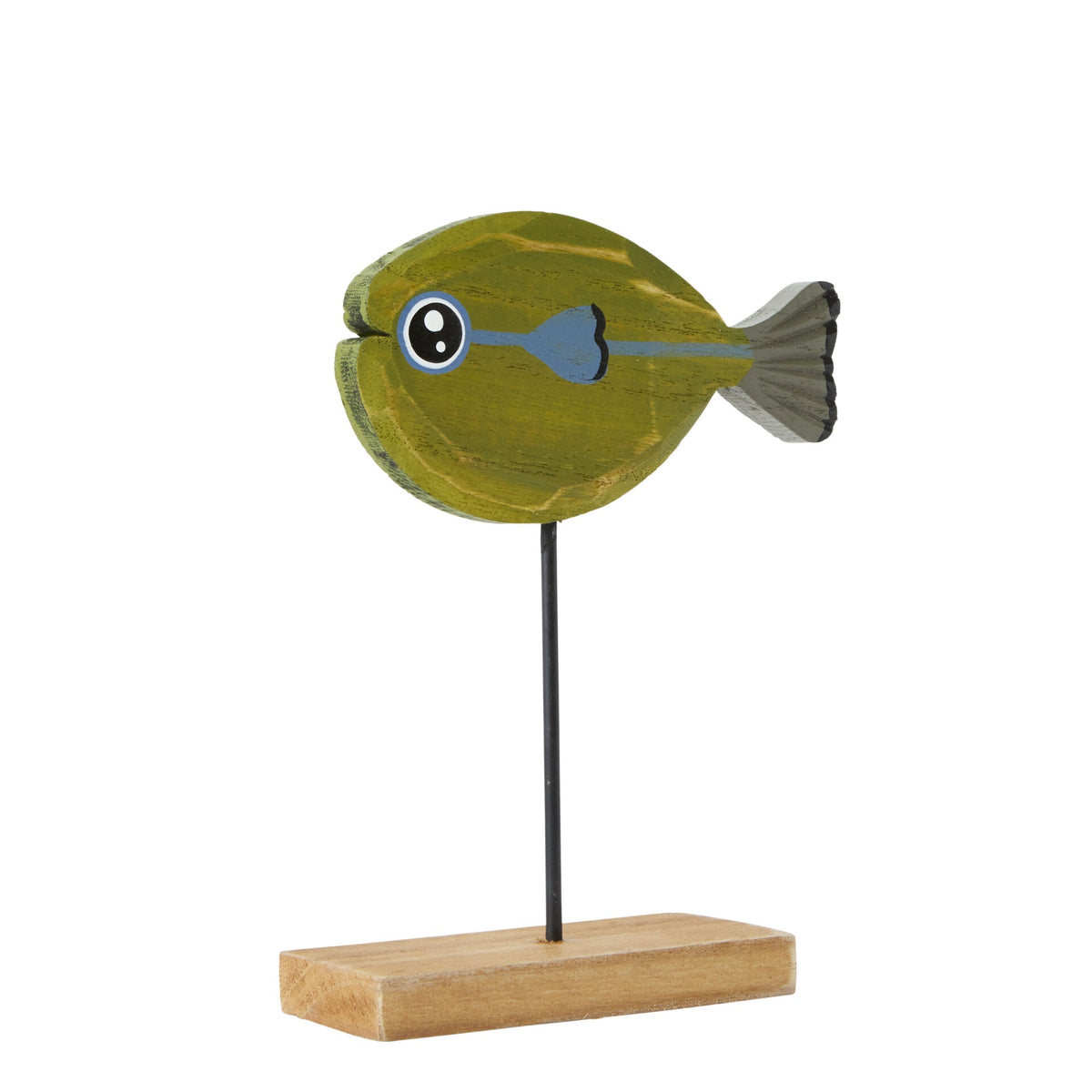 Mardie Fish Statue on Stand - Green - Notbrand