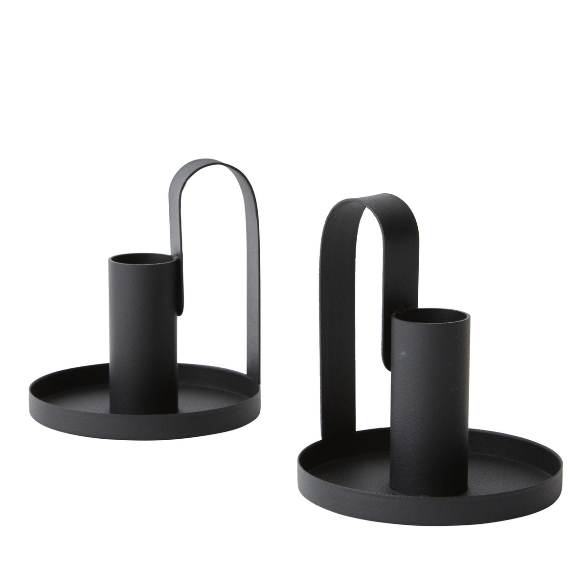 Portable Iron Candle Holder in Black - Set of 2 - Notbrand