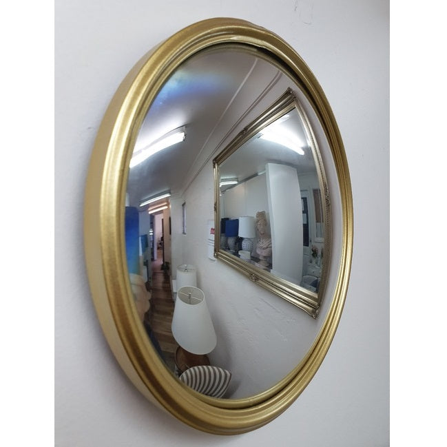 Hannes Iron Frame Round Convex Wall Mirror - Gold - Notbrand
