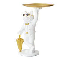 Butler Bulldog Trinket Tray Statue with Umbrella - White - Notbrand