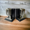 Set of 2 Microphone Bookends - Black Leather-NOTBRAND
