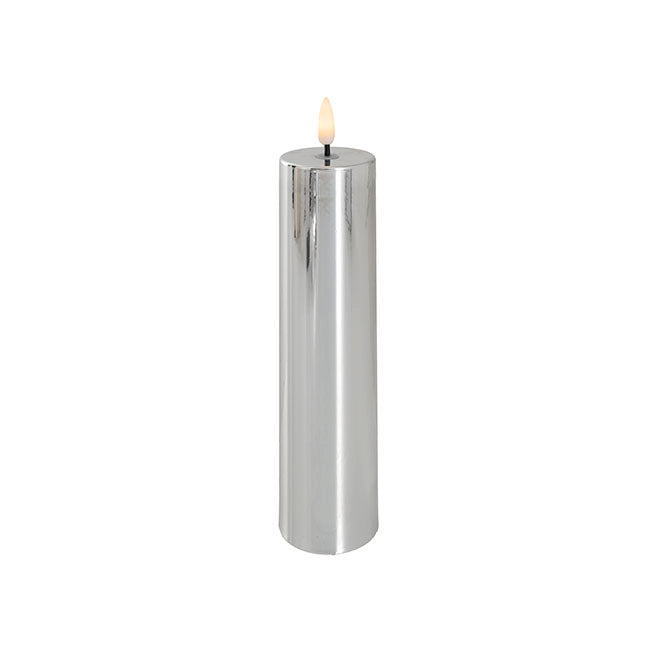 Set of 2 Trueflame LED Flickering Pillar Candle - Chrome - Notbrand