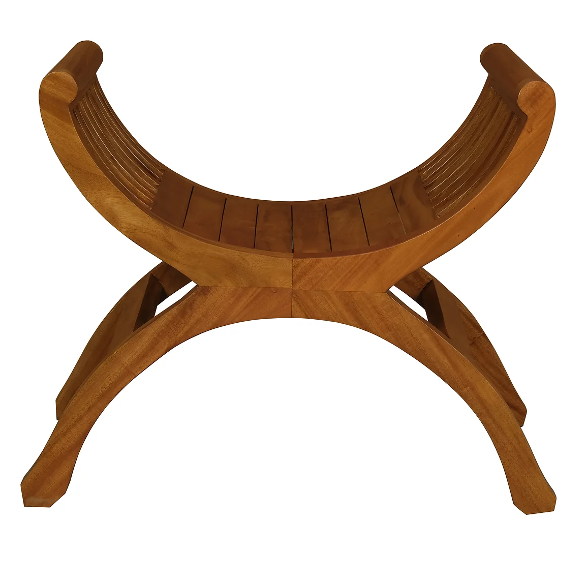 Set of 2 Maeve Timber Single Seater Curved Stool - Light Pecan - Notbrand