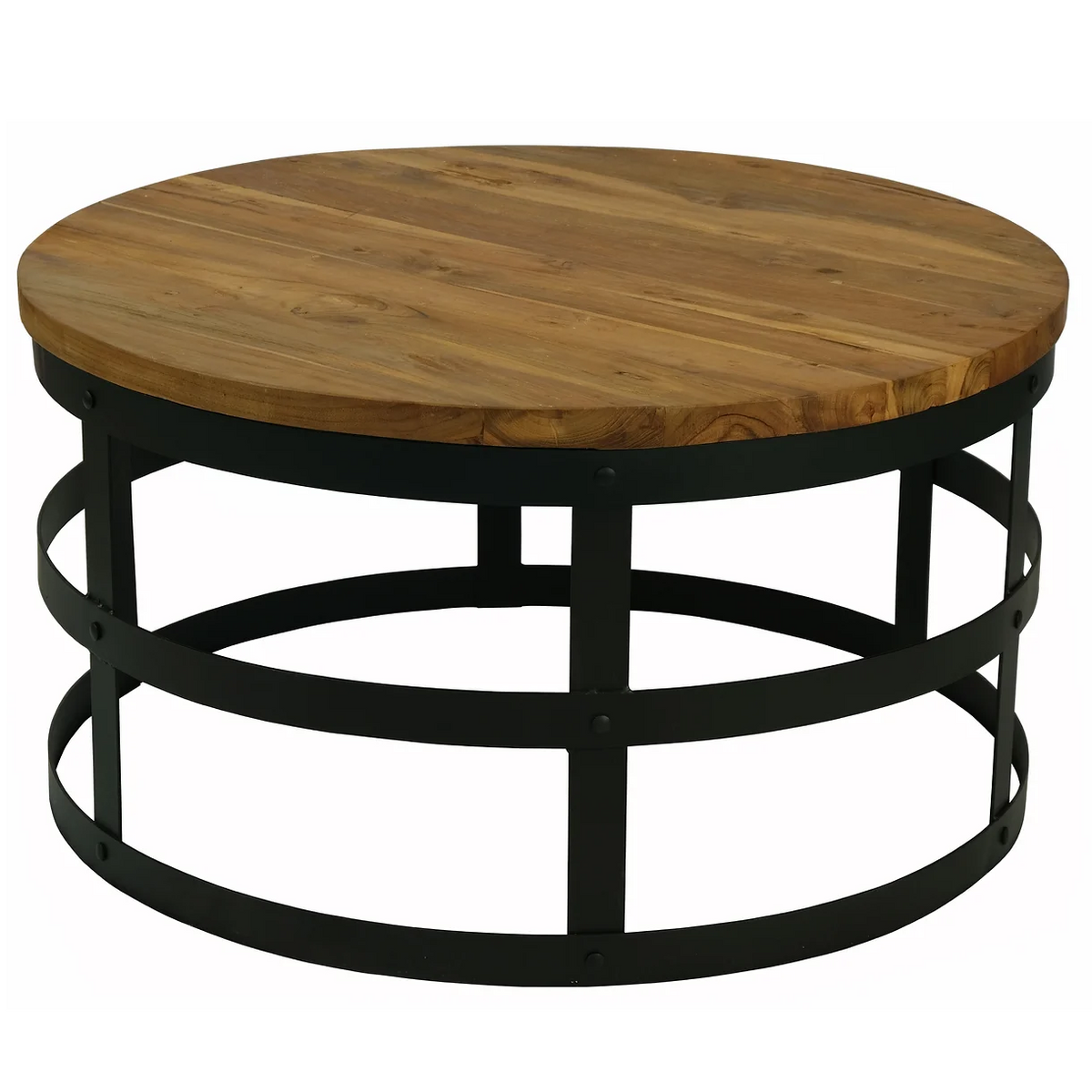 Dabney Timber and Metal Round Coffee Table - 80 cm - Notbrand