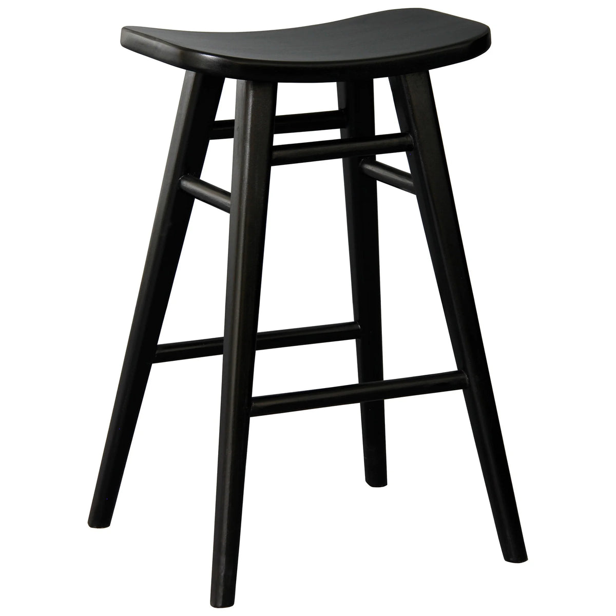 Aria Oval Solid Timber Counter Stool - Black - Notbrand