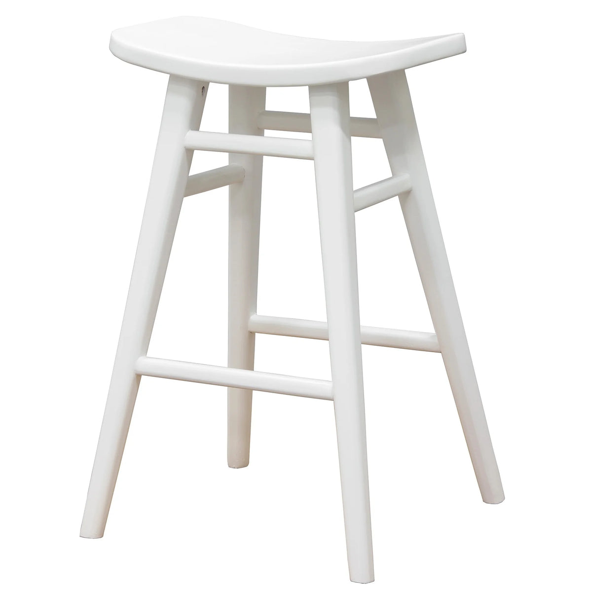 Aria Oval Solid Timber Counter Stool - White - Notbrand