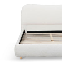 Ntumba Bed Frame in Cream White Boucle - Queen - NotBrand