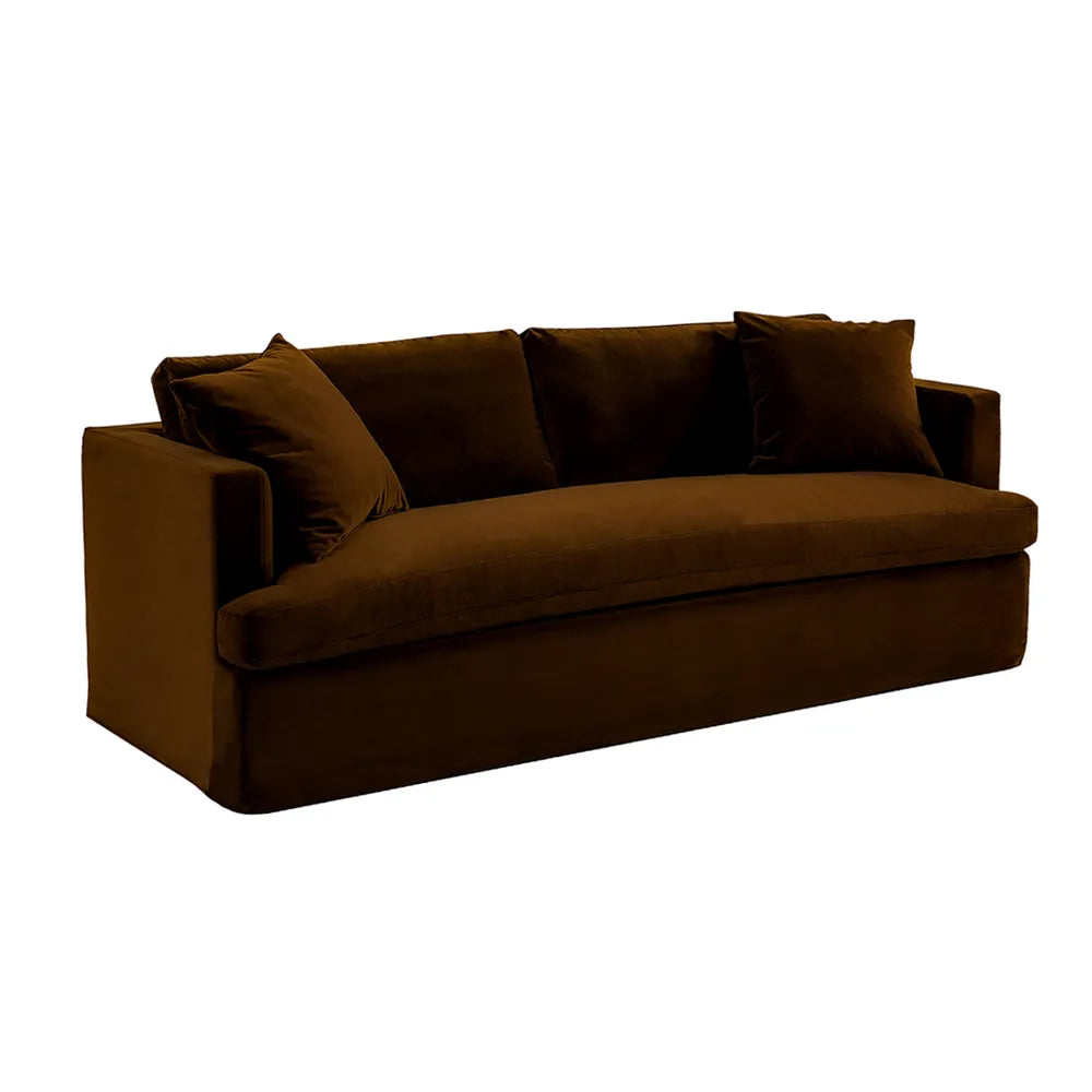 Birkshire 3 Seater Velvet Slip Cover Sofa - Dark Chocolate - NotBrand