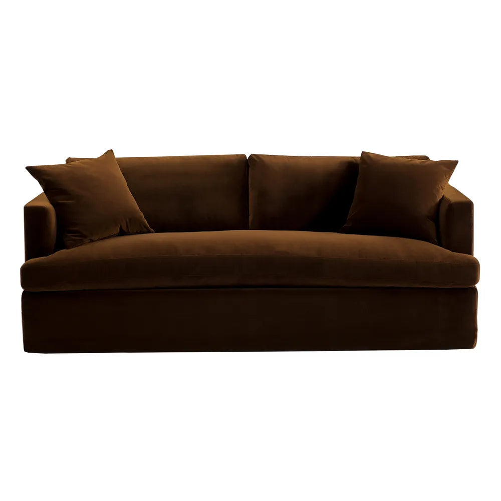 Birkshire 3 Seater Velvet Slip Cover Sofa - Dark Chocolate - NotBrand