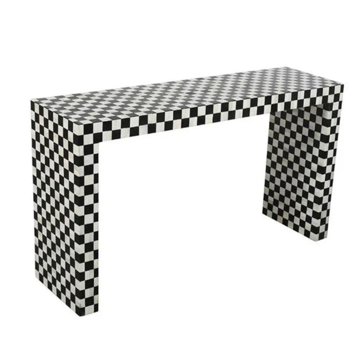 Jenia Bone Inlay Chess Design Console - Black - Notbrand