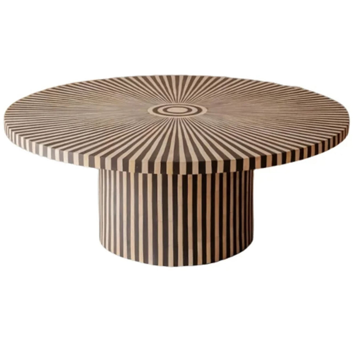Sakie Bone Inlay Striped Pattern Coffee Table - Beige - Notbrand