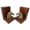 Set of 2 Horse Figurine Bookends - Tan Leather - Notbrand