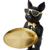 Butler Bulldog Statue with Round Tray - Black - Notbrand