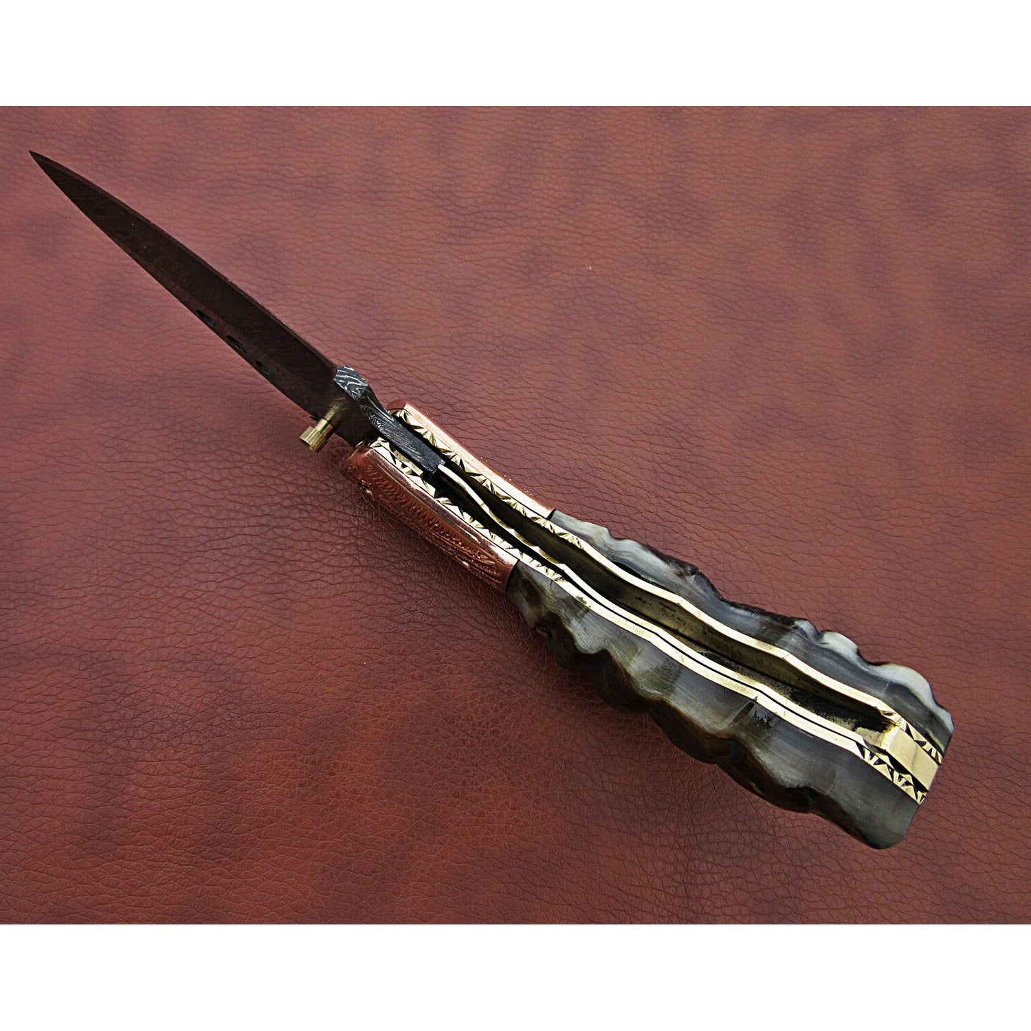 Cattak Damascus Steel Folding Knife With Liner Lock - Notbrand