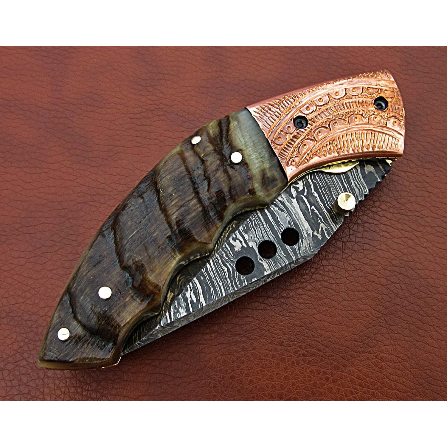 Cattak Damascus Steel Folding Knife With Liner Lock - Notbrand