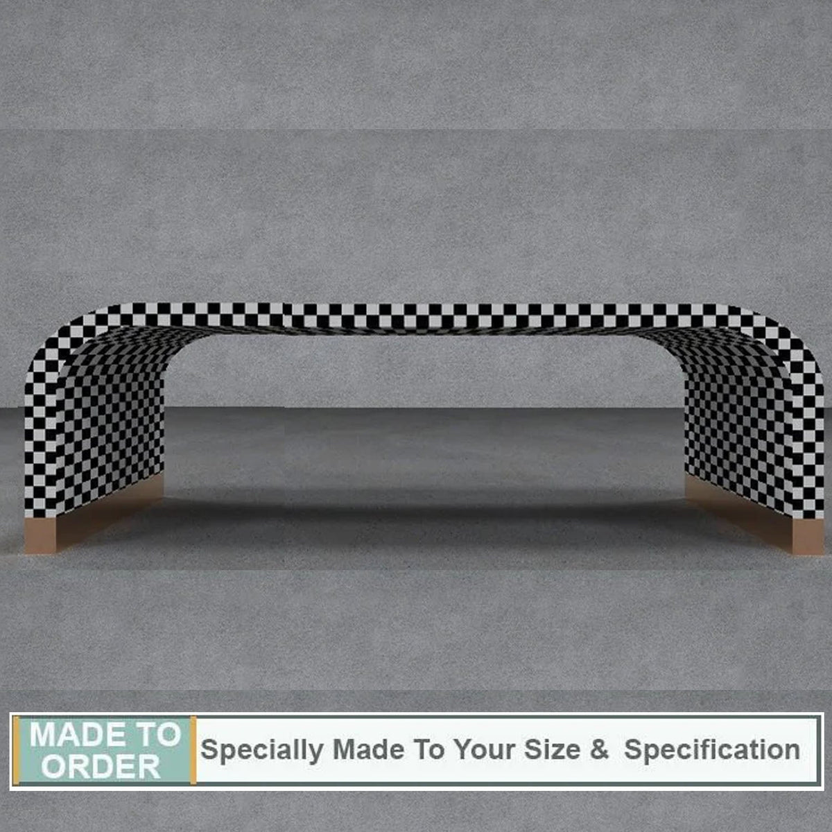 Jimmy Wood and Bone Inlay Checkerboard Coffee Table - Black & White - Notbrand