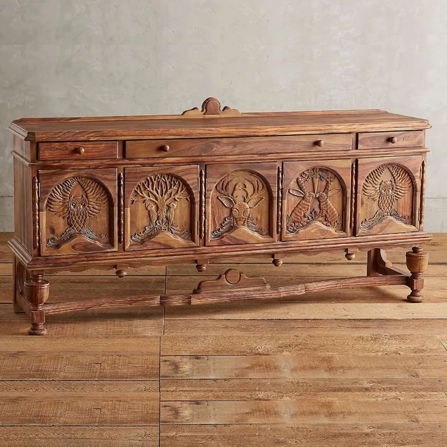 Dason Handcarved Solid Wood Buffet - Natural - Notbrand