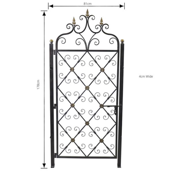 Metal Decorative Single Garden Gate with Posts - Notbrand