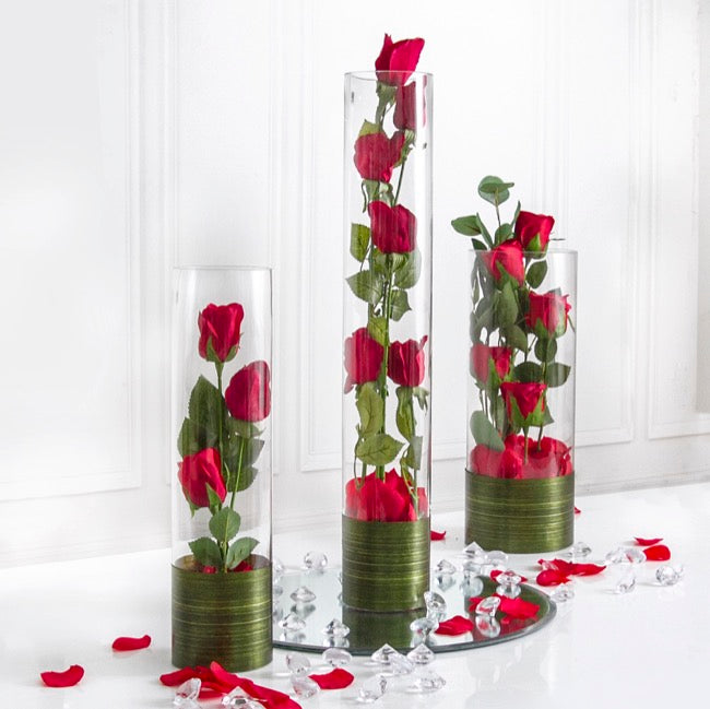 Set of 2 Tall Glass Cylinder Vase in Clear - 60cm - Notbrand