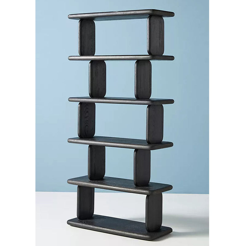 Berch Sculptural Oak Five-Tier Bookshelf - Black - Notbrand
