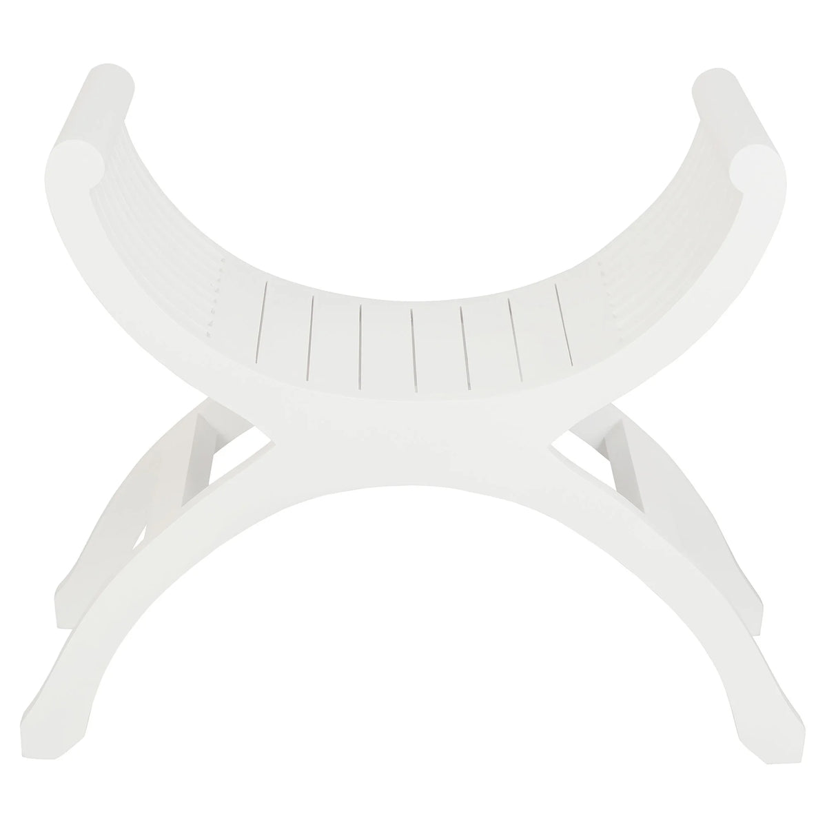 Set of 2 Maeve Timber Single Seater Curved Stool - White - Notbrand