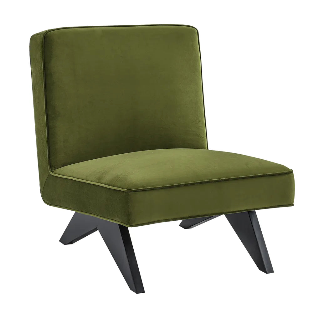 Martyn Upholstered Slipper Chair - Olive Velvet - NotBrand
