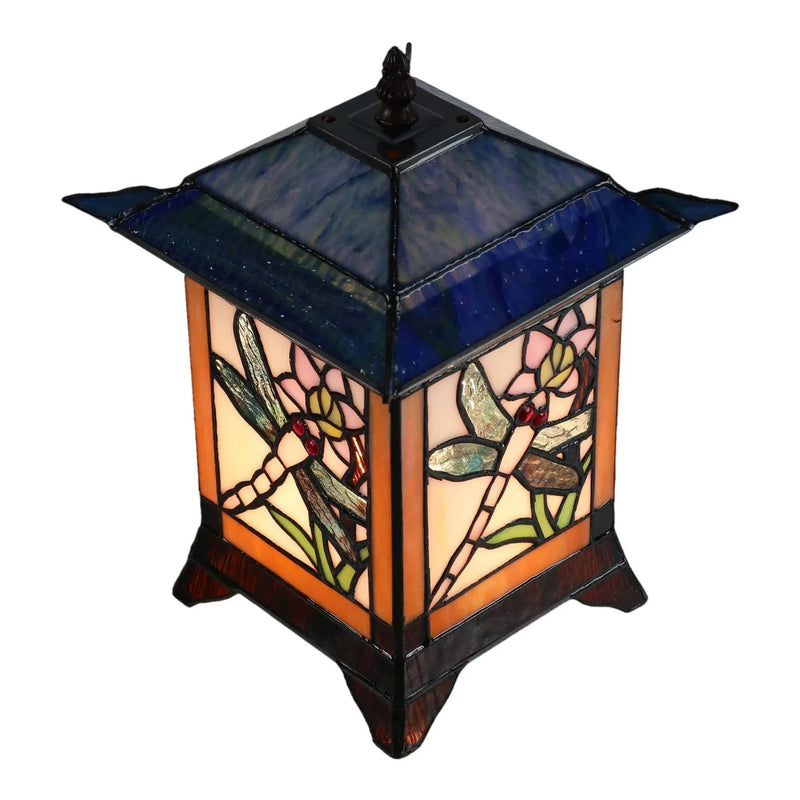 Misaku Dragonfly Tiffany Style Table Lantern - Multi & Blue - Notbrand