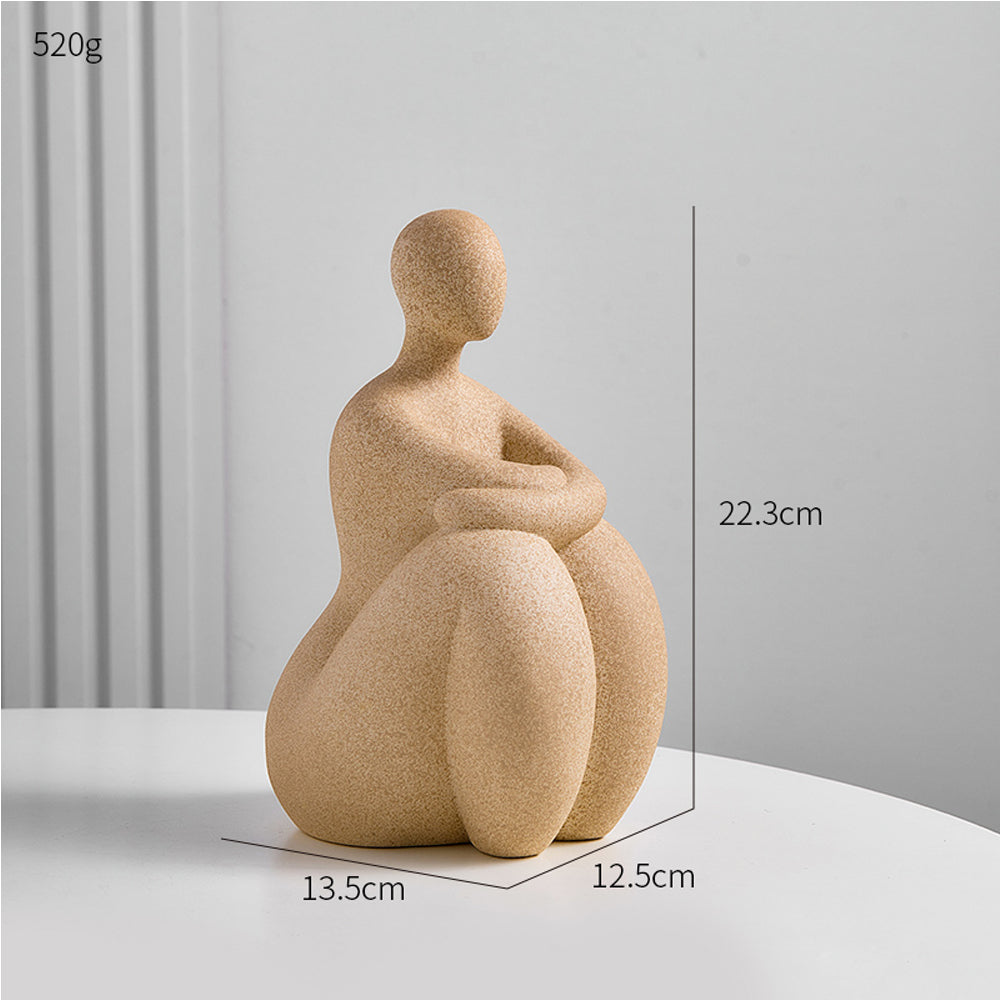 Nordic Style Ceramic Thinker Figure Sculpture - Cream - Notbrand