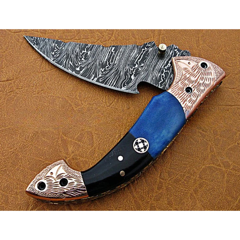 Orcus Damascus Steel Hunting Pocket Knife - Notbrand