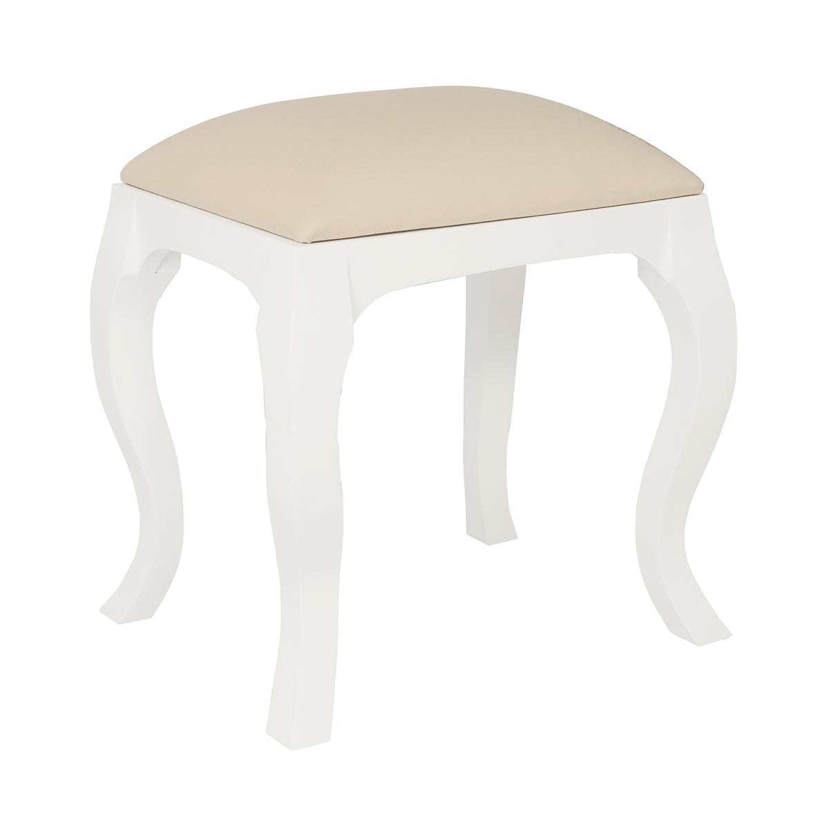 Queen Ann Solid Timber Dressing Stool - White