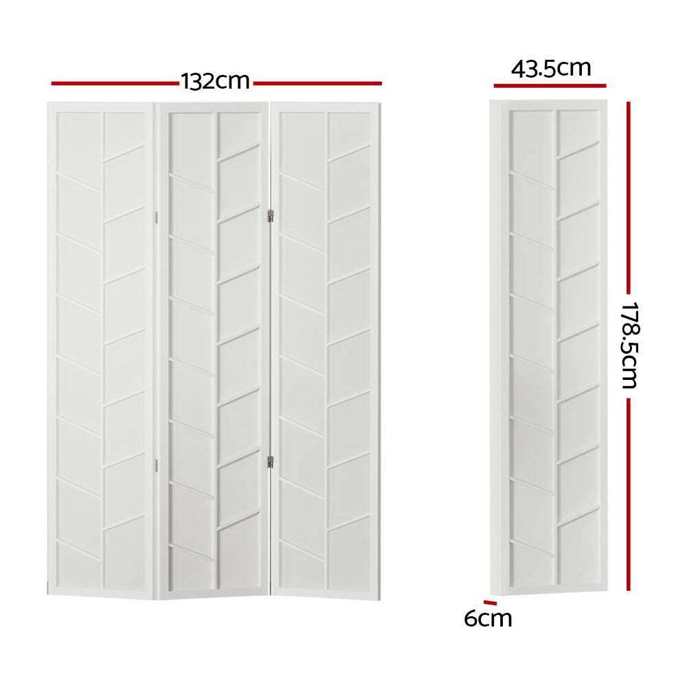 Artiss 3 Panel Room Divider in Wood - White - Notbrand