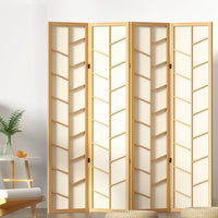 Artiss 4 Panel Room Divider in Wood - Natural - Notbrand
