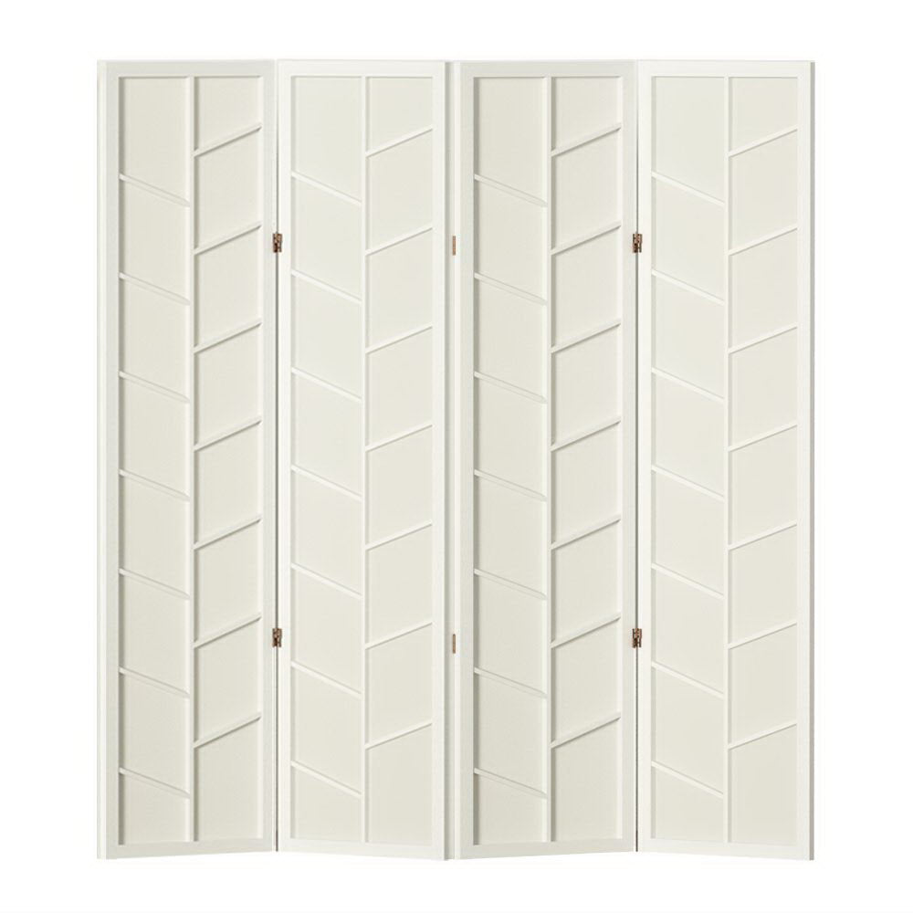 Artiss 4 Panel Room Divider in Wood - White - Notbrand