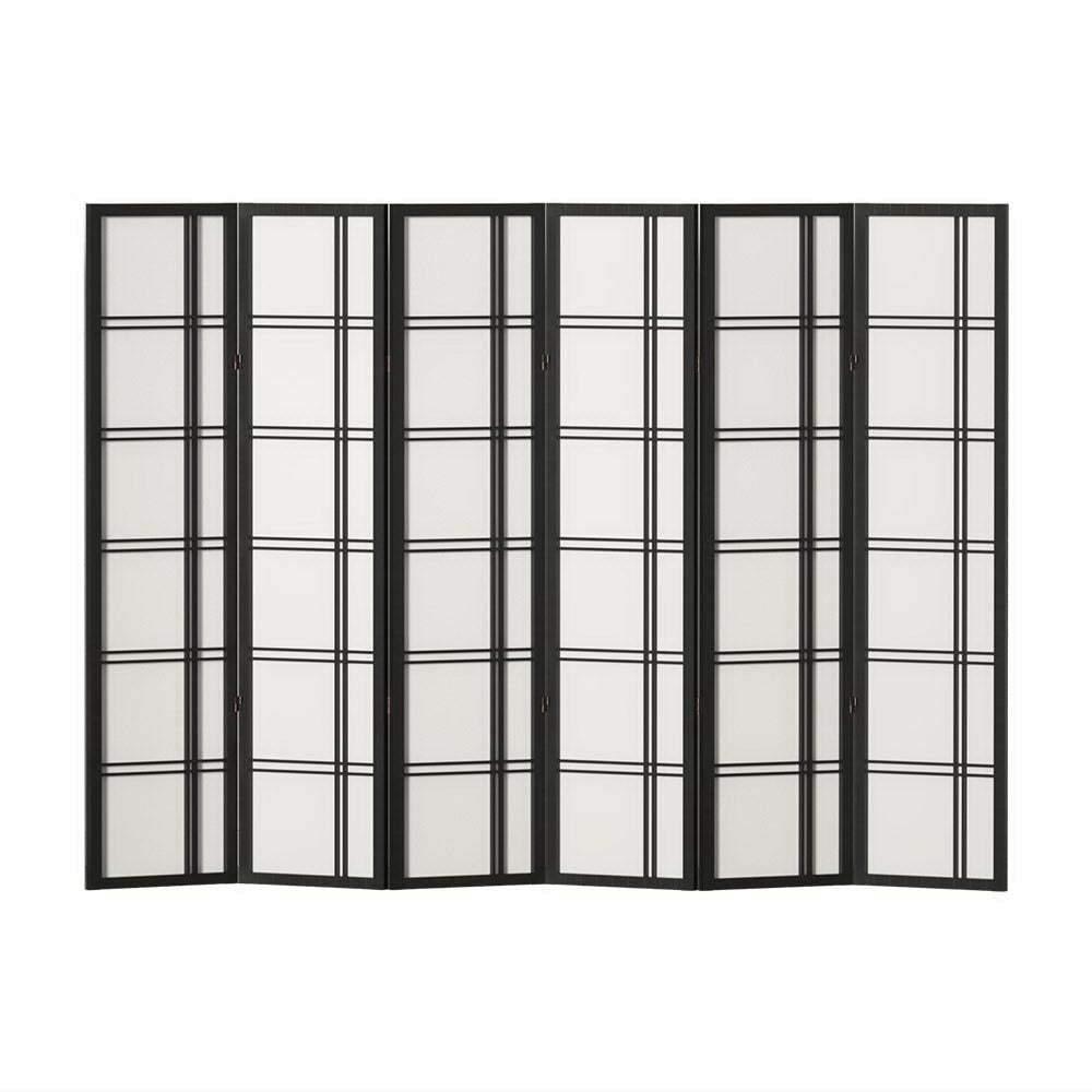 Artiss 6 Panel Wood Room Divider - Nova Black - Notbrand